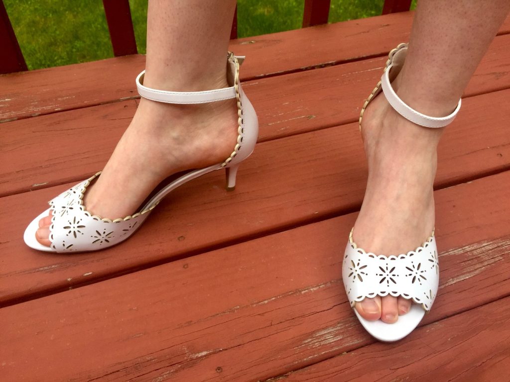white peep toe heels from Payless