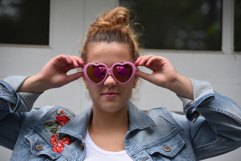 Heart Sunglasses to compliment the denim