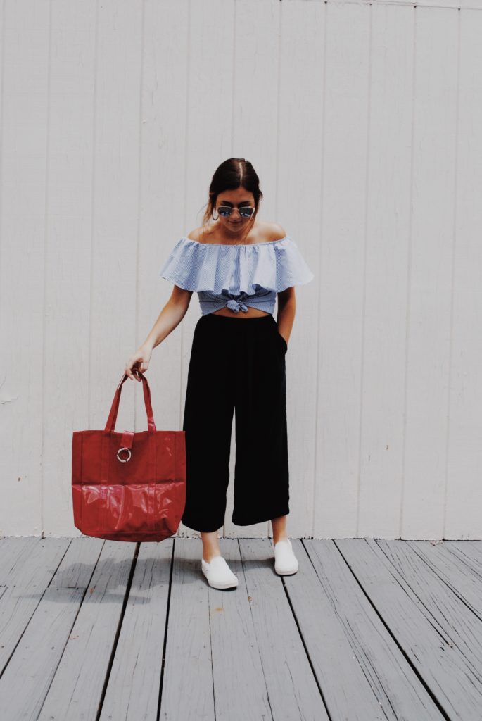 Summer look featuring culottes
