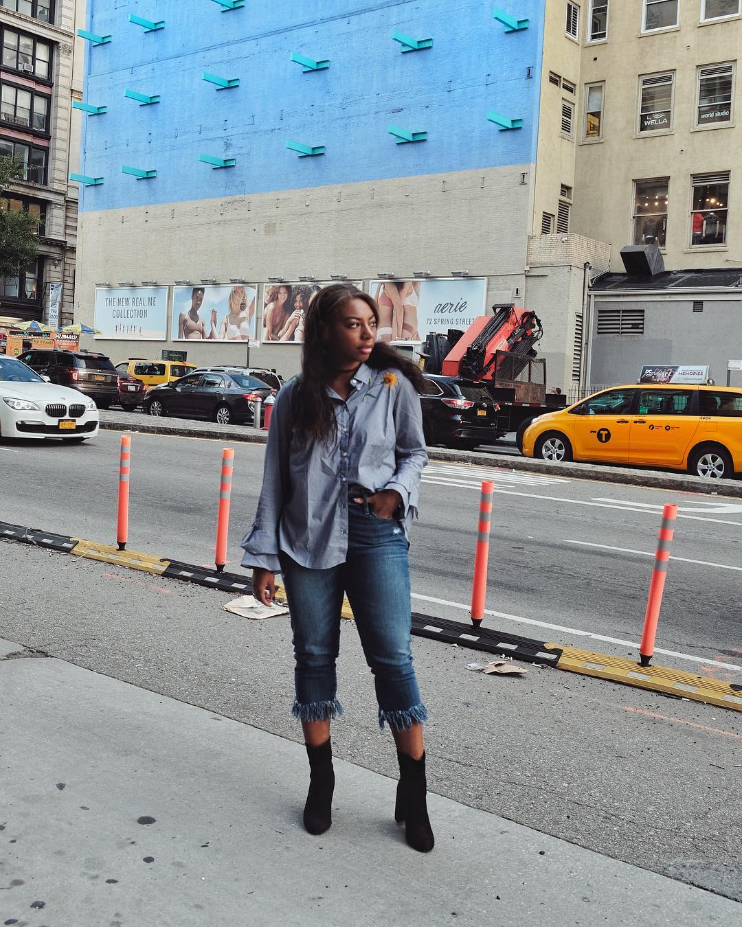 frayed jeans with booties