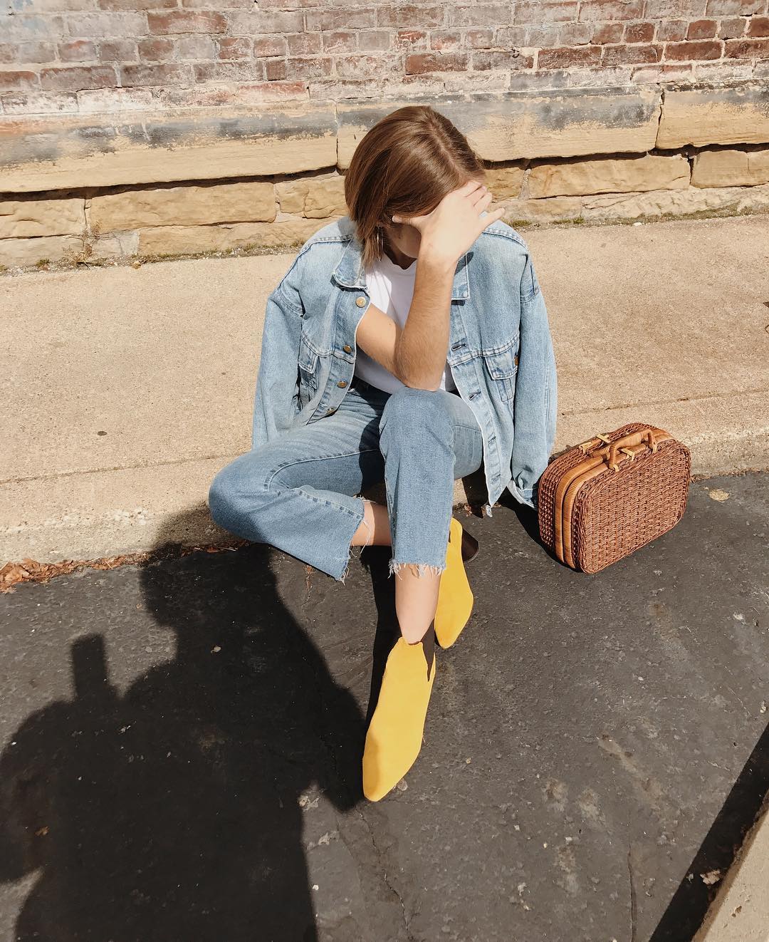 jeans with yellow booties