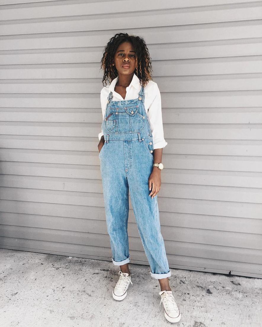 Overalls Outfit With White Converse
