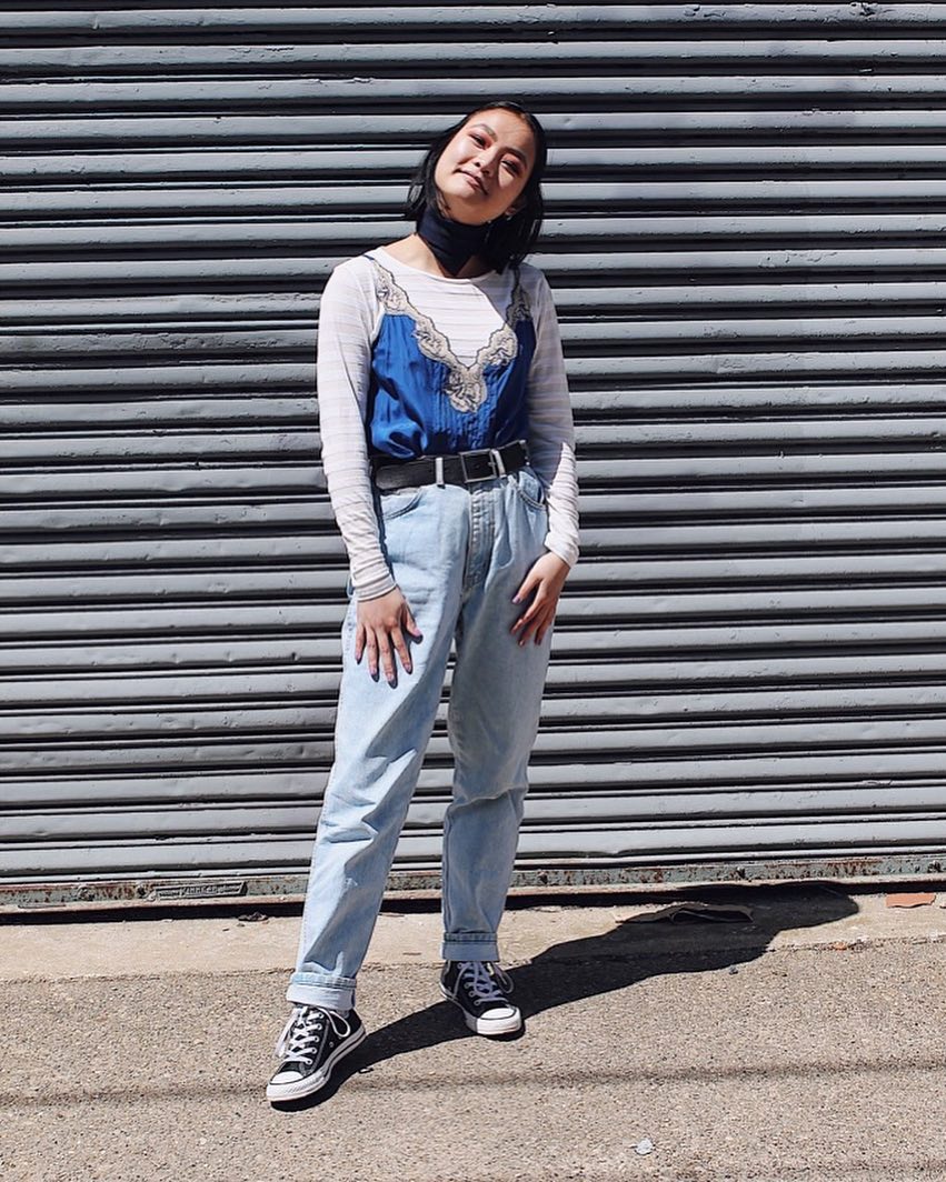 Silk Camisole and Jeans Outfit With Black Converse