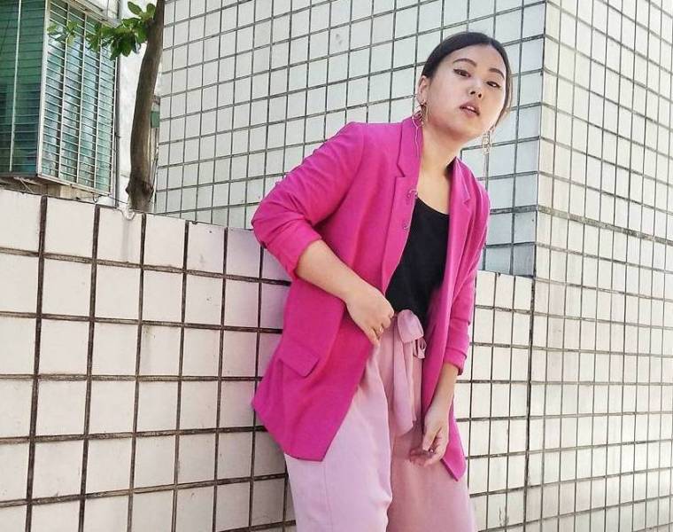 pink blazer and pants
