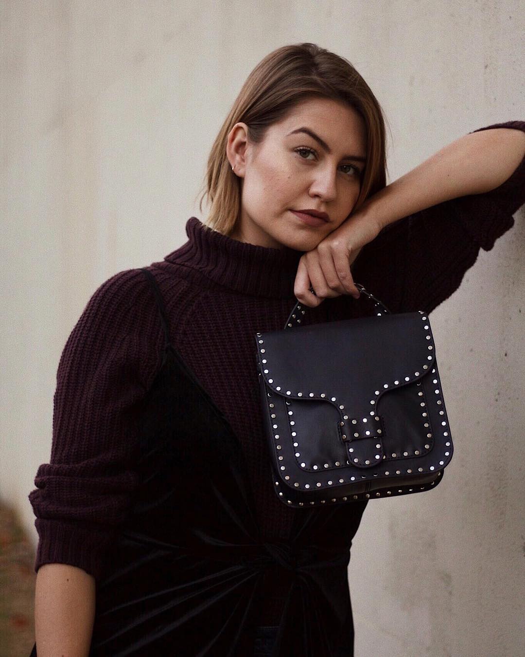 black studded handbag