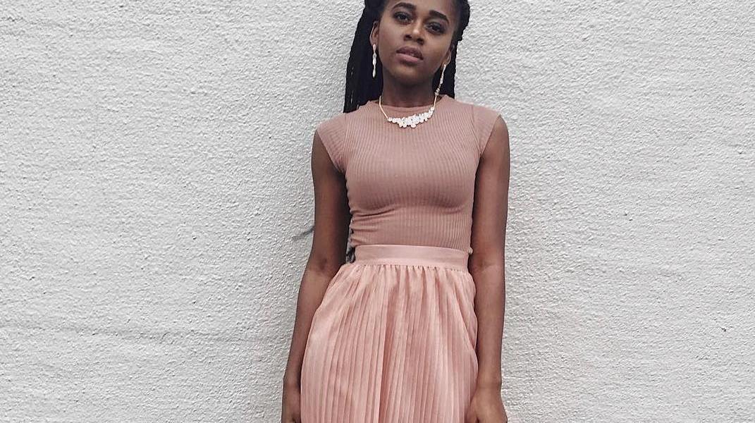 pink top and skirt