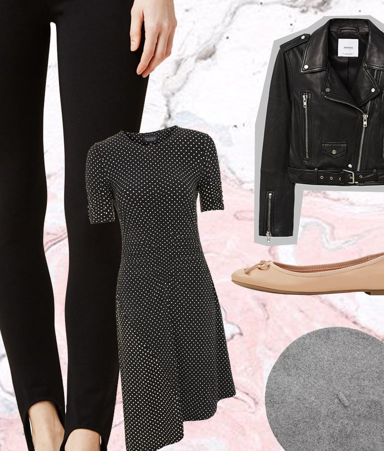 black leggings with black dress