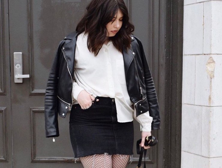 Denim Skirt Fishnet Outfit