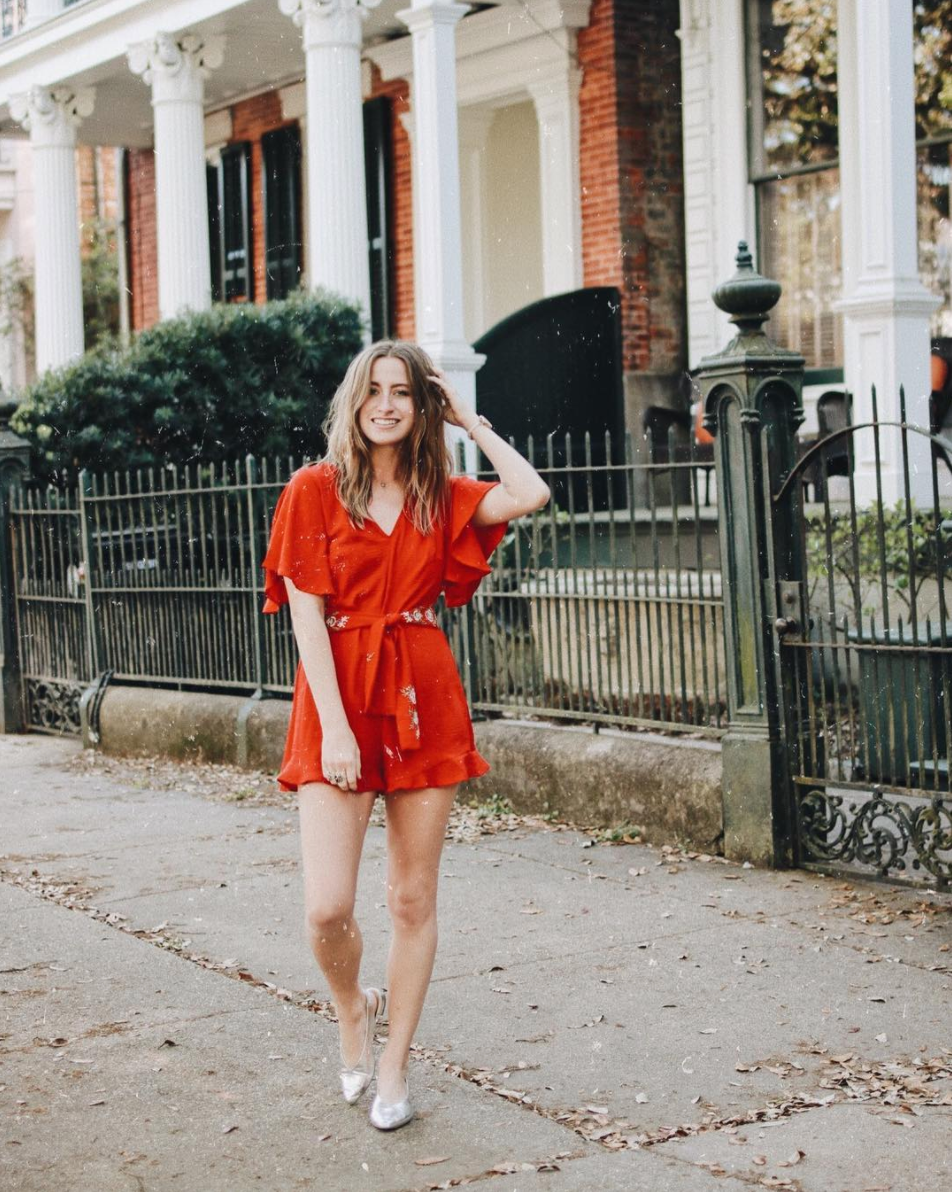 Ruffled Red Romper Graduation Outfit