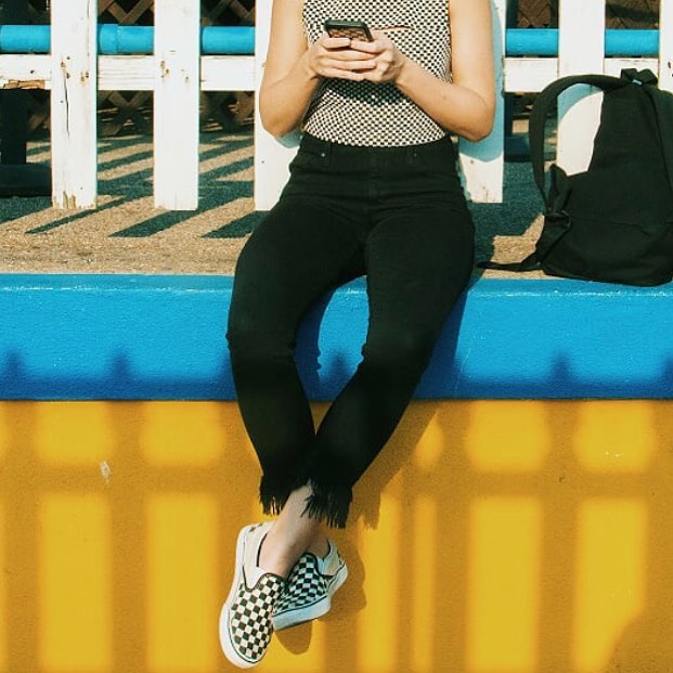 striped shirt with checkered vans