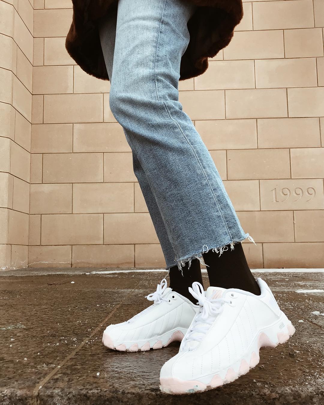 Dad Style Chunky White Sneaker Trend