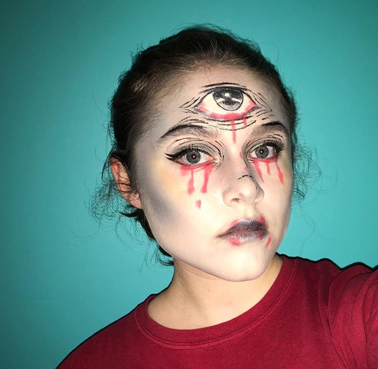 three-eyed monster halloween makeup look