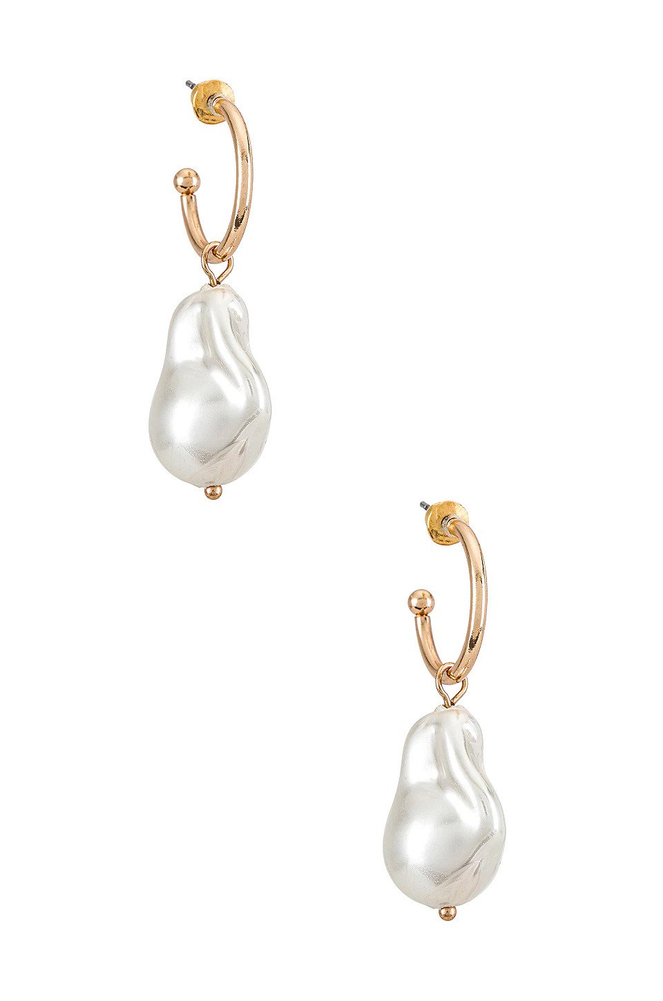 Louison Pearl stud earrings, Leaf, White, Rhodium plated | Swarovski